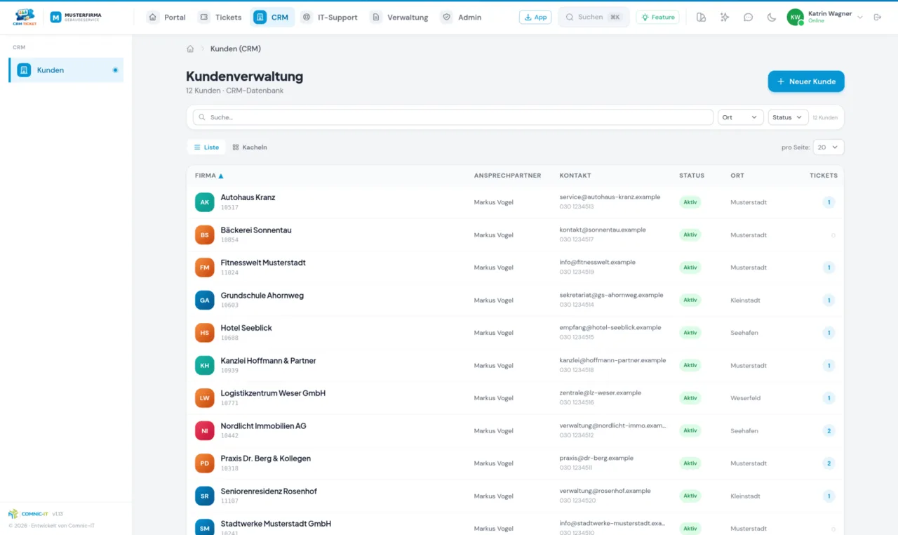 Firmen-Intranet — Kundenverwaltung