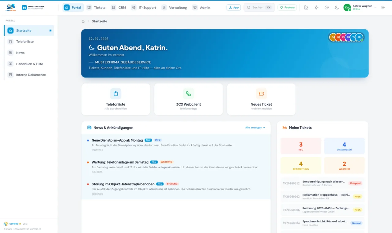 Firmen-Intranet — Dashboard